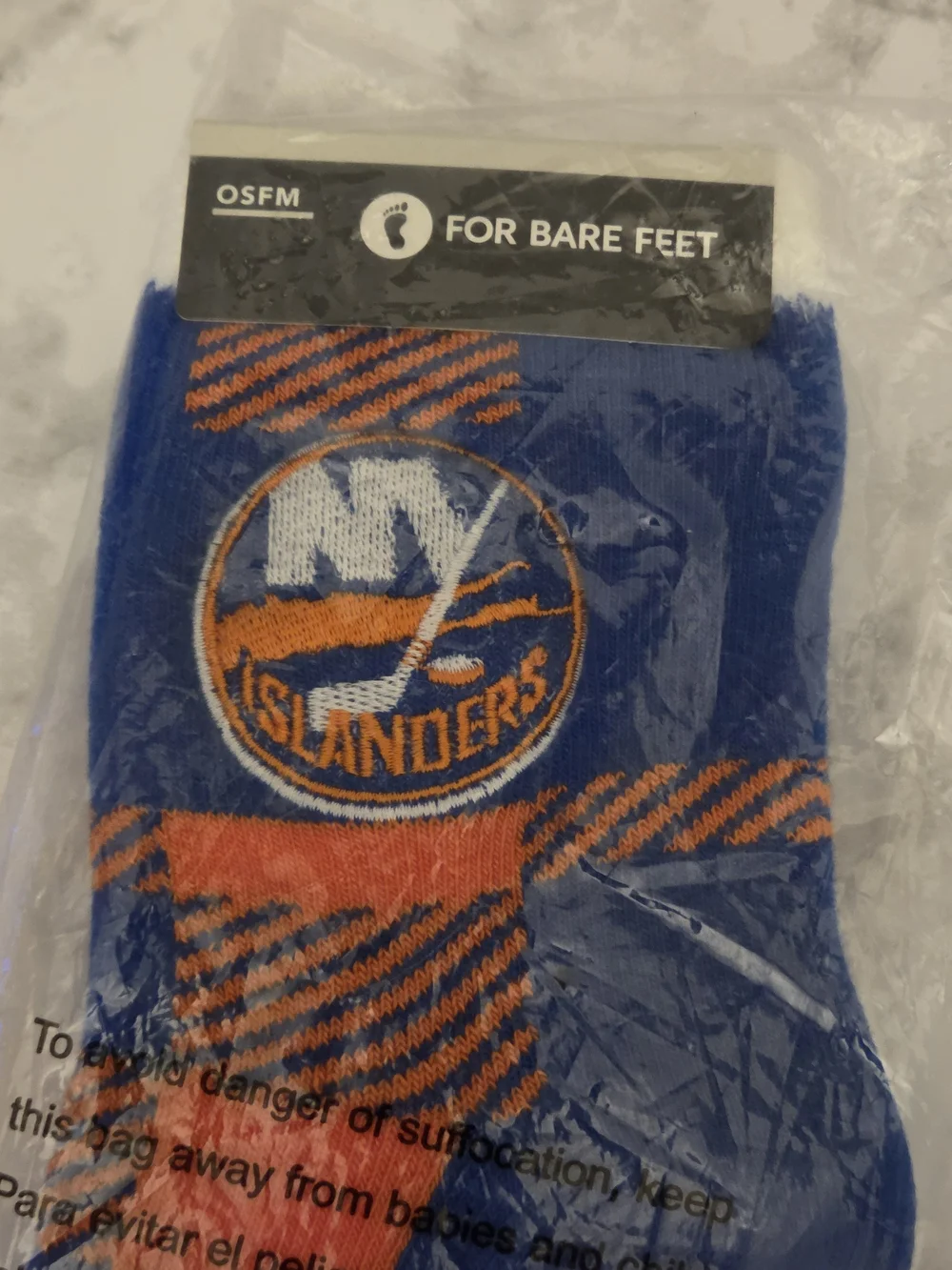 NHL New York Islanders Blue & Orange Plaid Mens Crew Socks Fits Shoe Size 5-12